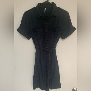 Zara Navy Mini Button-Up Dress